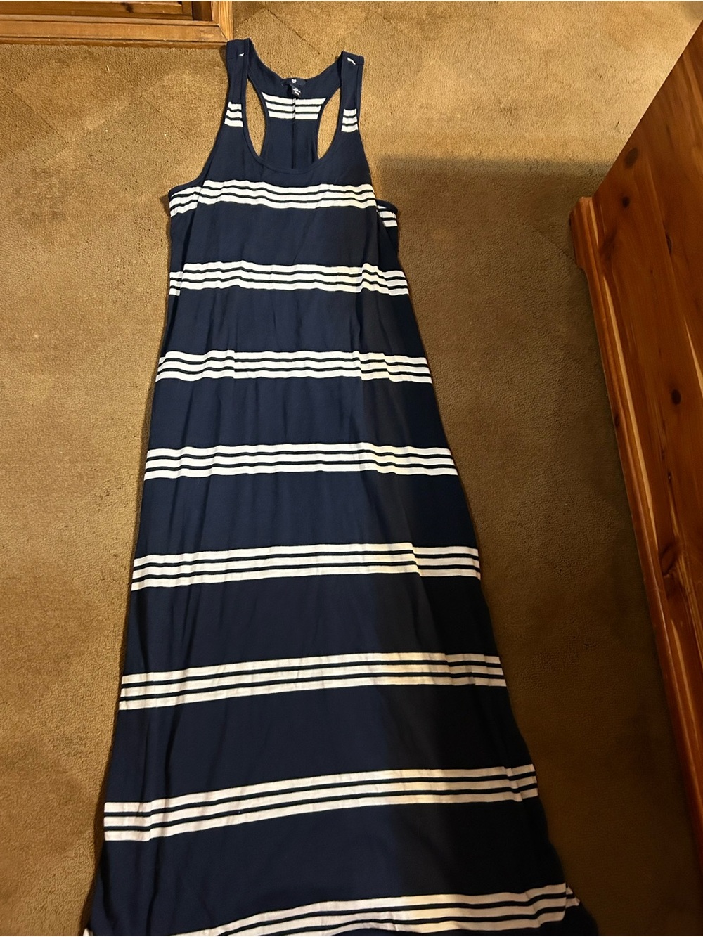 GAP Navy and White Striped Racerback Maxi Dress